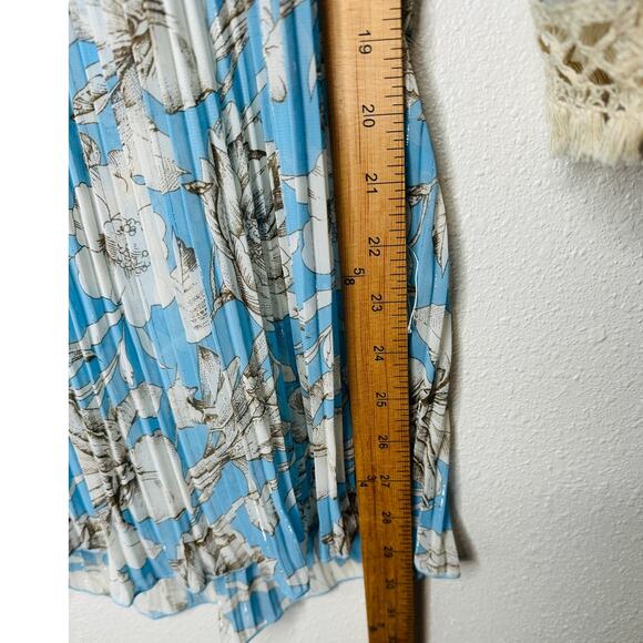 My Story Paris Cream & Blue Accordian Pleat 3/4 Sleeve Blouse S - Picture 16 of 16